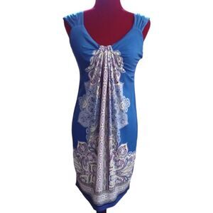 New York & Company Sleeveless Dress Blue Printed Size XS Stretchy